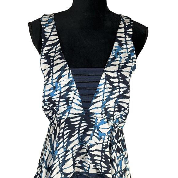 Amour Vert Fern Shibori Print Silk Layer Sleeveless Dress Ali Larter Size Medium - Picture 6 of 10